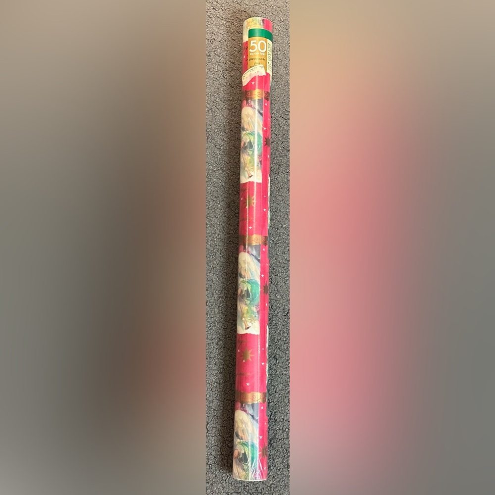 Vintage Plus Mark Angel Red Christmas Wrapping Paper Gift Wrap 50 sq ft New